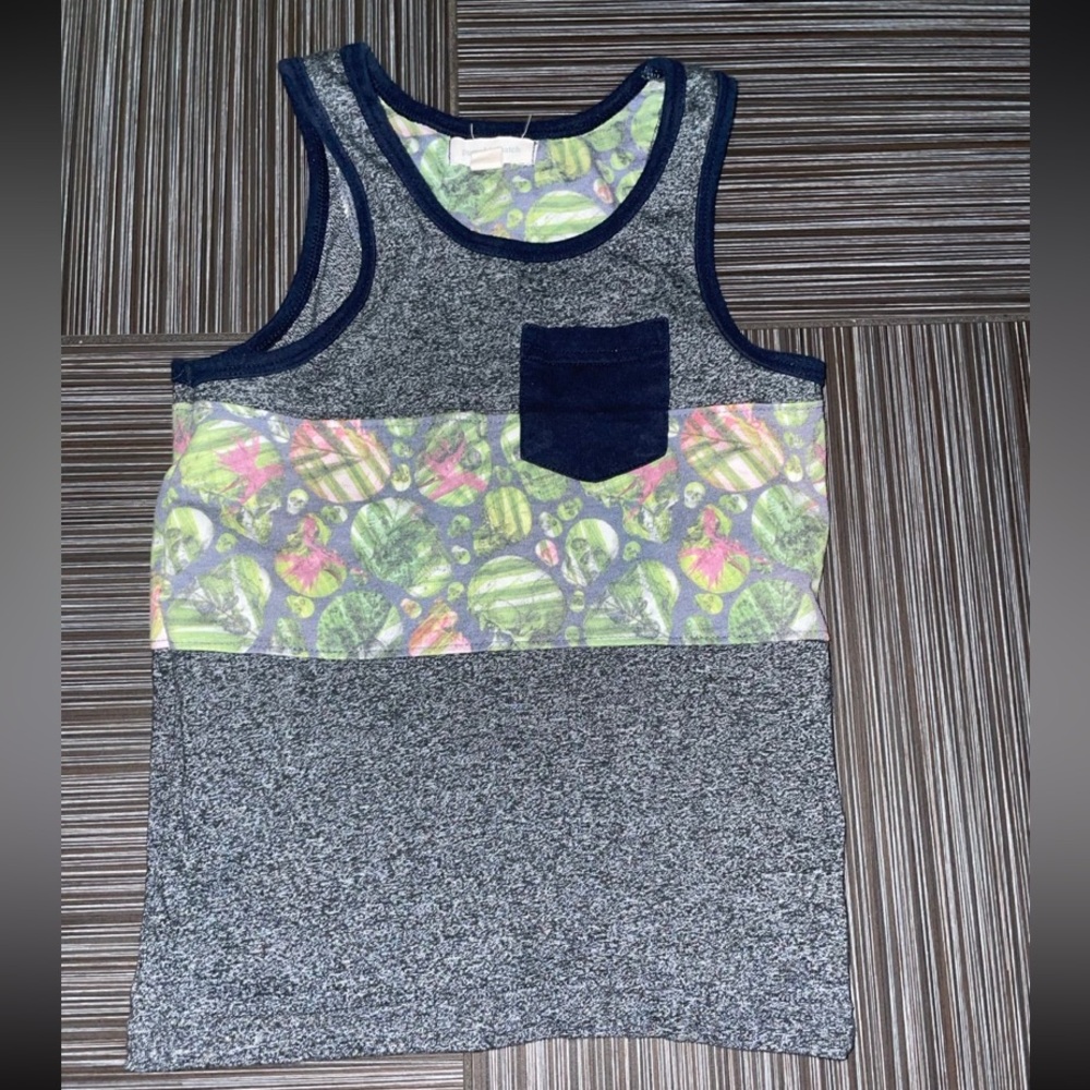 Pumpkin patch Boy’s muscle shirt tank grey Hawaiian size 5